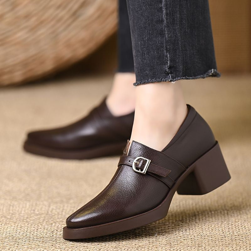 IVORIA Elysse Retro Block Heel Loafers